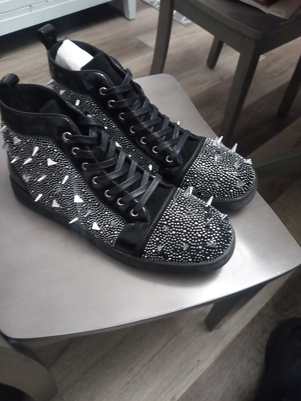 Black Barabas Spike Studded High-Top Sneakers